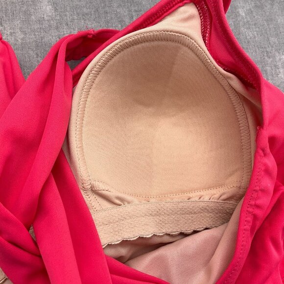 Lands End Tank Suit Women 6L Coral Ruched Pad‎ Bra Wide Halter Nylon Spandex 1pc - Picture 6 of 9